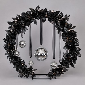 80CM BLACK WITH DISCO BALL FLOWER CIRCLE