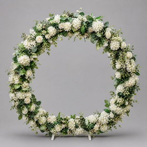 80CM WHITE AND GREENERY FLOWER CIRCLE