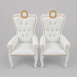 GOLD AND WHITE THRONE CHAIRS