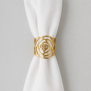 Gold rose napkin ring