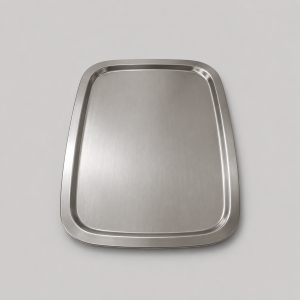 Rectangular stainless steel tray