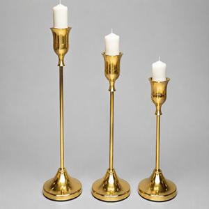 Single gold candle holders