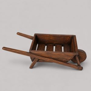 WOODEN WHEELBARROW BROWN