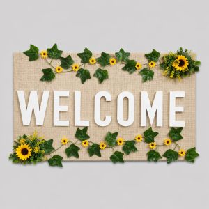 Hessian sunflower welcome board