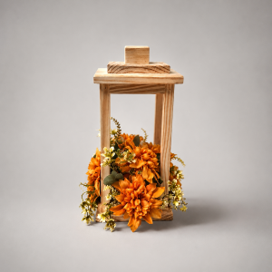 Mustard wooden lantern