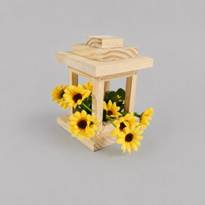 Sunflower wooden lantern small