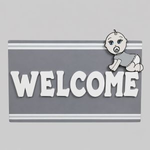 Welcome board grey