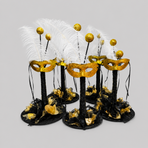 Black & gold feather centrepiece