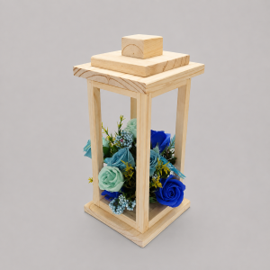 Blue flower lantern wooden