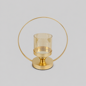 Gold circle candle stand