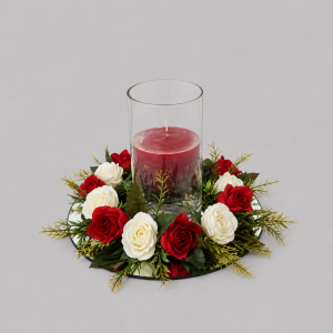 Red & white flower circle flat