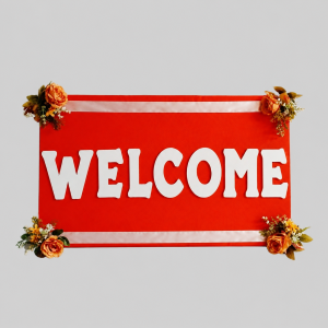 Welcome board orange