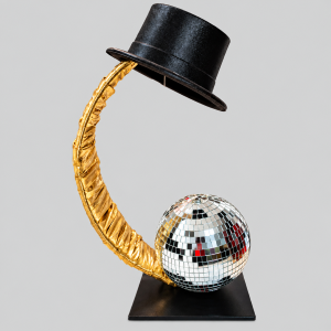 Gold and black half moon stand