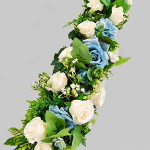 Light blue and white flower runner 1.5mtr